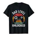 Funny New Dad Dad Level Unlocked Day Gaming T-Shirt 3XL