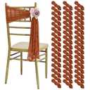 HNPSTBNO 50 PCS Cheesecloth Chair Sashes, Bows Designed ChairSashes, 15.7x70 inch Chair Sashes for Aisle Decorations Universal Chairs Cover Decoration for Wedding Reception Party Banquet (Terracotta)