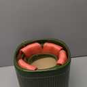 LE TAUCI Fluted Ceramic Planters Set of 3 – 8.3/7 / 5.7 in Dark Olive Reactive Cylinder Indoor Plant Pots with Drainage Plug & Mesh, Glossy Stoneware Flower Pots for Succulents Herbs