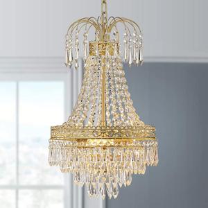 WUZUPS Crystal Chandelier French Empire Flushmount Pendant Ceiling Light Modern Lighting Fixture for Bedroom Hallway Bar Kitchen Bathroom, H 20.9" x W 12.2", Gold, E12 Base