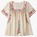 Women's Plus Size Floral Print Short Sleeve Blouse Square Neck Summer Boho Shirt Tops , Size XL Plus