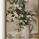 VIYYIEA Vintage Floral Large Framed Wall Art, Flowers and Lemons Paingtings Decor Aesthetic, 20x30 Inch Canvas Print Artwork, Farm Still Life Wall Pictures for Bedroom Living Room