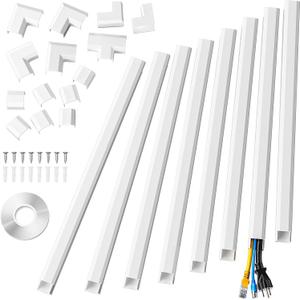 Yecaye Cord Hider, 125In Cord Covers for Wall Mounted TV, White Cable Management Kit, Wire Hiders and Concealer for 3 Cords on Wall, W0.98in H0.51in, White