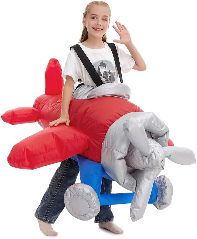HSCTEK Child Inflatable Airplane Costume (7-10 Yrs, Red)