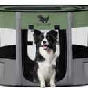 Rest-Eazzzy Dog Playpen, Foldable Kitten Playpen for Medium Dogs, Portable Pet Puppy Playpen with Removable Shade Cover, Indoor Outdoor Travel Camping Use for Small Pets with Carrying Case (M, Green)