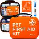 Cat & Dog First Aid Kit for Car - Pet Emergency Kit for Home Office Travel  Dog Camping Essentials with Digital Thermometer, Muzzle & Mini First Aid Pouch (Neon Orange)