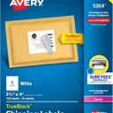 Avery Printable Shipping Labels with Sure Feed, 3-1/3" x 4", White, 150 Blank Mailing Labels (5264) (One Size)