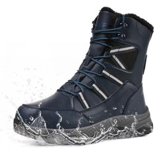 Snow Boots for Men Waterproof Mid-Calf Booties Winter Hiking Boot Durable Warm Fur Lined Boot Non-Slip Warm Climbing Shoes Walking, Cold Weather (11, Dark Blue)
