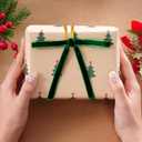 24 Pcs Velvet Christmas Wreath Bows 5 x 7 Inch Rustic Crafts Gift Bows for Christmas Tree Garland Home Wedding DecorDark Green