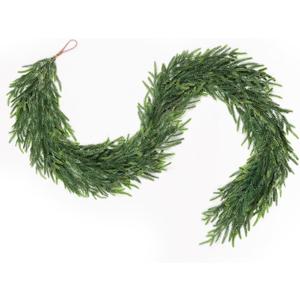 9FT Norfolk Pine Garland, Real Touch Artificial Long Greenery Christmas Garlands for Table, Mantle, Wall, Stairs, Fireplace, Indoor & Outdoor Xmas Holiday Decorations (1 Pcs)