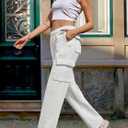 Cargo Sweatpants Women Wide Leg High Waisted Sweat Pants with Pockets Womens Lounge Casual Joggers (Gray, XXL)