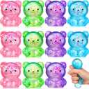 Meooeck 12 Packs Maltose Adult Stress Relief Balls Cute Sensory Fidget Toy Stress Relief Balls Inside for Anxiety, Autism, ADHD, Large Capacity Soft Squeeze Ball Set Birthday Party Favors(Bear)