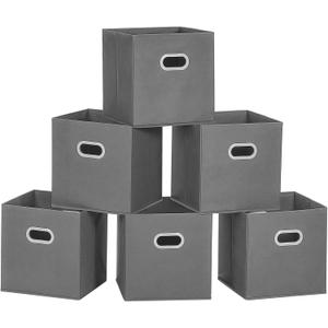 MaidMAX Storage Bins 12x12x12, for Home Organization and Storage, Toy Storage Cube, Closet Organizers and Storage, with Dual Plastic Handles, Grey, Set of 6