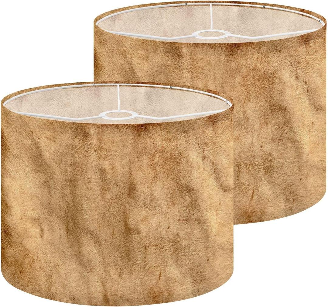 Lamp Shades Set of 2 Camel colored leather texture Lamp shades for Table Lamps, Floor Lamps, Diy Pendant Light HD Printing Replacement LampShades House Decor (Multi1)