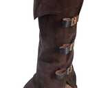 Men's Medieval Boot Covers,Renaissance Pirate Costume Boots Cover,Faux Leather Steampunk Shoes Cover,Viking Warrior Knight Armor Leg Gaiters Cosplay Accessory, L