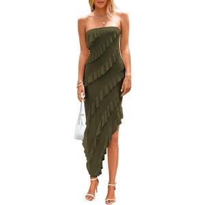 PRETTYGARDEN Summer Wedding Guest Dresses for Women 2026 Spring Cocktail Prom Graduation Bodycon Backless Elegant Midi Dress (Green, S)