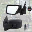 Left Driver Side Mirror Compatible With 2021-2026 Ford F150 With Manual Folding Power Glass Heated Blind Spot Turn Signal Light Matte Black Replace#ML3Z17683TA (9Pins)