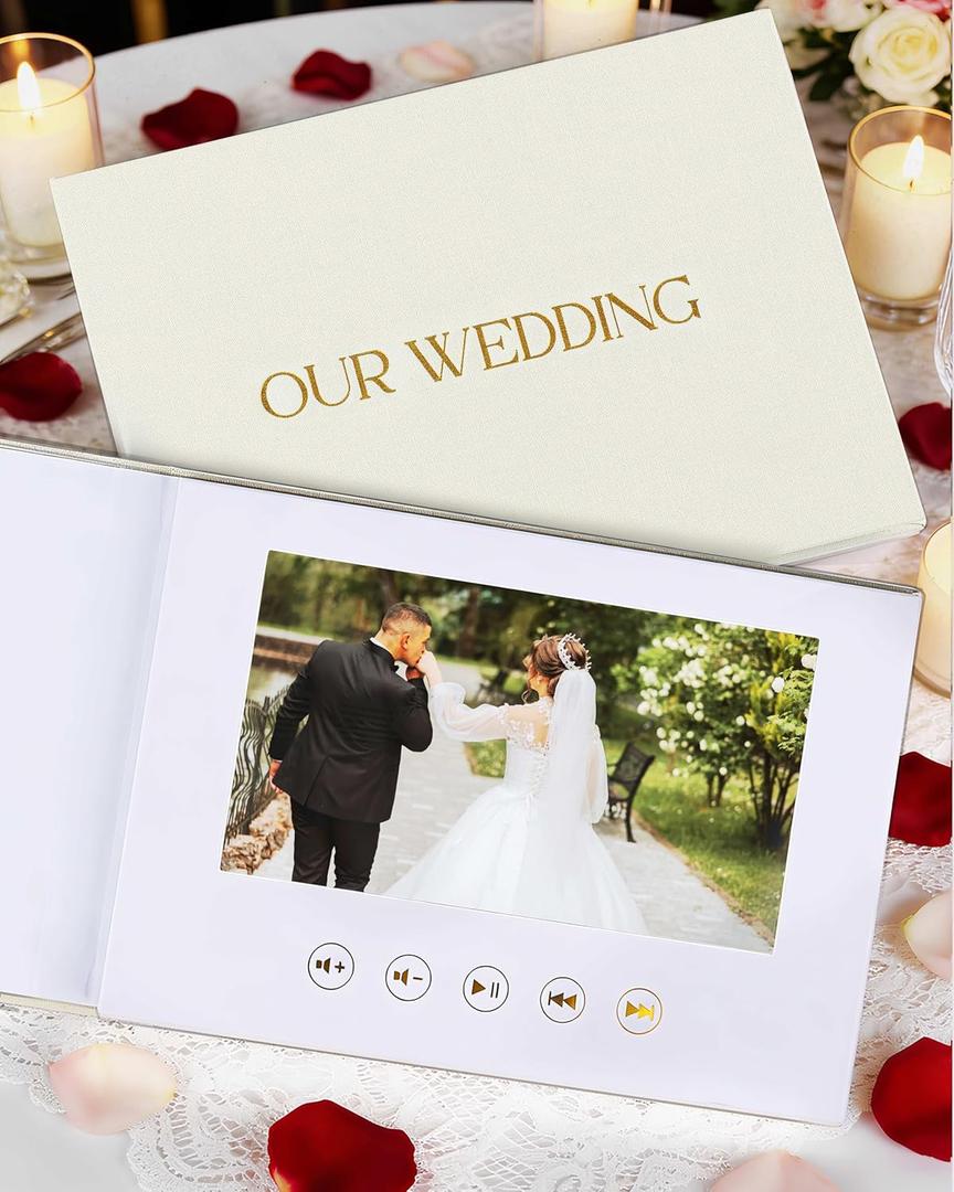 OLEEK Digital Memory Book (16GB)- Memory Wedding Book 7 IPS HD Display- Wedding Video Book  Wedding Album Book  Memories Wedding Photo Anniversary's Gifts  Wedding Gift