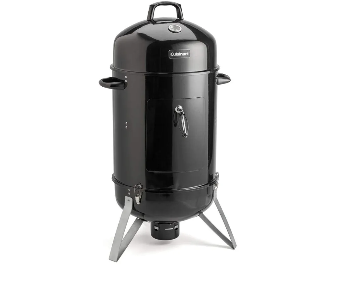 Cuisinart 16” Vertical Charcoal Smoker, Integrated Thermometer, Water Bowl and Dual Vents Perfect for Smoked Brisket, Chrome Plated Grates Smoker Grill for BBQ, Camping, Tailgates