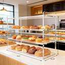 3 Tier Acrylic Bakery Display Case, 19.5" x 10.24" x 14.5" Clear Countertop Dustproof Pastry Stand for Cakes, Donuts, Cookies, Home Kitchen & Commercial Use