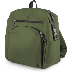 JuJuBe Modern Diaper Bag Backpack with Portable Changing Pad, Stroller Straps, Large Travel Backpack for Boy or Girl, Carrying Baby Bottles, Wipes, Diapers, Pacifiers, Olive, Mother's Day Gift