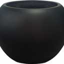 Panlaolao 13.5 H x 17" Dia (12" Pot Opening) Round Fiberstone Planter with Drainage Hole, Black, Indoor/Outdoor Large Plant Pot for Home Patio Garden, Ideal for Large Plants