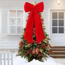 20 x 47 Inches Extra Large Christmas Velvet Bow Giant Red Christmas Tree Topper Bow Decoration Huge Xmas Decorative for Home Wreath Wall Birthday Backdrop Wedding Holiday Party Decor