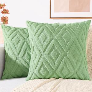 decorUhome Couch Throw Pillow Covers 18x18 Set of 2, Decorative Soft Plush Faux Wool Neutral Accent Pillow Covers for Bed Sofa Living Room, Sage Green decorUhome Couch Throw Pillow Covers 18x18 Set of 2, Decorative Soft Plush Faux Wool Neutral Accent Pillow Covers for Bed Sofa Living Room, Sage Green