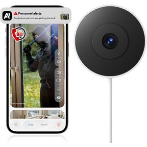 4MP/2K Window Cameras for Home Security, WiFi Indoor Security Camera with Blacklight Full Color Night Vision, Al Text Recognition, Smart Search, 24/7 Recording for Porch/Yard/Front Road (1PCS)