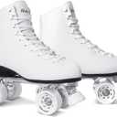 Nattork Roller Skates for Women, PU Leather High-top Quad Skates for Beginner, Indoor Outdoor 4 Wheels Double-Row Skates for Adults, White, Women's 7/ Men's 6