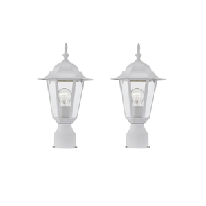 WISBEAM 2 Packs Outdoor Post Light, Pole Lantern, E26 Base 60W Max, Aluminum Housing Plus Glass, Wet Location Rated, ETL Qualified, Bulbs not Included, White