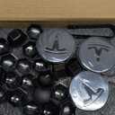 4PCS Car Wheel Center Hub Cap Kit, Hubcaps Accessories for Tesla Model 3 Model Y,56mm Hubcaps Wheel Rim Cover Tesla Center Hub Caps + Lug Nut Covers (Matte Black+Glossy Black Logo)