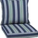 Arden Outdoor Deep Seat Cushion Set, 24 in x 24 in, Weather-Proof, Rain-Proof, Fade Resistant Patio Cushion for Chair, Sofa, and Couch Sapphire Aurora Blue Stripe