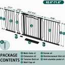 Fairy Baby 62.5"-71.6" Extra Wide Baby Gate Pressure Mount, Long Large Dog Gate Indoor Doorways Stairs, No Drill Safety Child Gate for Kids with Double Lock, Walk Thru Pet Gate for Puppy Doggy, White
