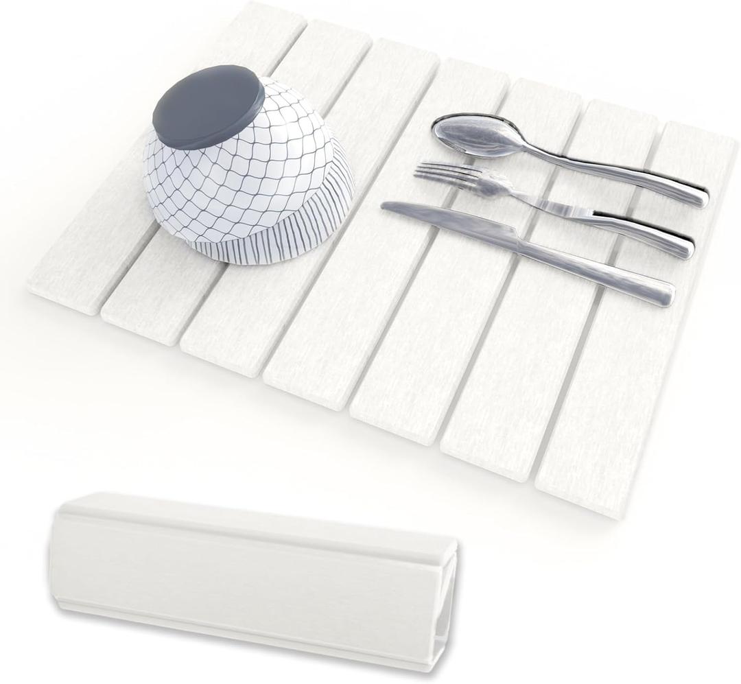 Stone Drying Mat for Kitchen Counter, 16"12" Heat-resistant Mat, Collapsible and Super Absorbent Dish Drying Stone Mat, Diatomaceous Earth Mats for Dishes Bottles Cups, White