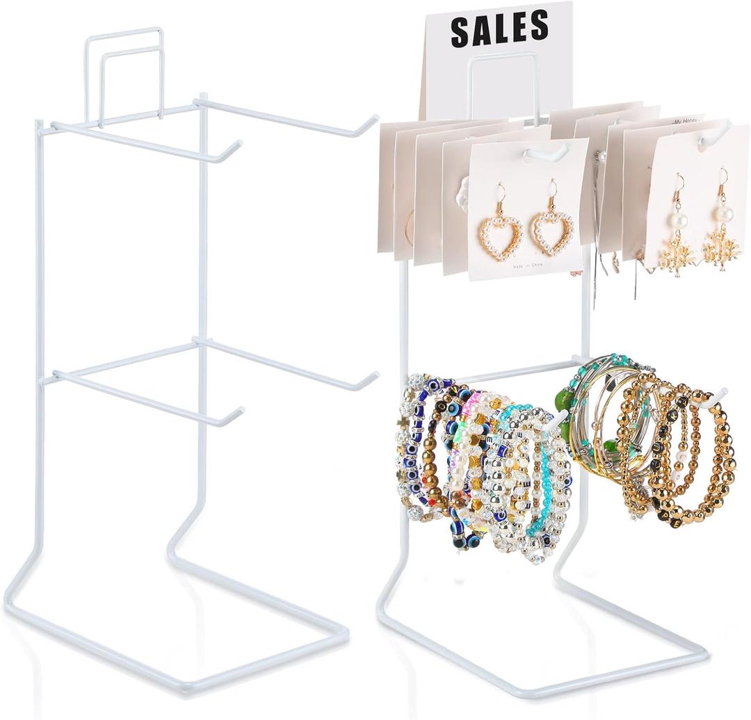 Coume 2 Pcs Jewelry Organizer Stand Necklace Display Stand Jewelry Storage Hooks for Necklace Bracelets, Earrings, Ring, Keys, Watches(White)