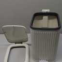 rejomiik Small Bathroom Trash Can with Lid Slim Soft Close Garbage Can Step Wastebasket Container Trash Bin for Office Bedroom Kitchen Living Room (2.6 Gallon Cream)