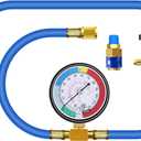 JIFETOR AC Charge Hose with Gauge for R134A, Car HVAC Refrigerant Recharge Kit, Home Air Conditioning U Charging Hose Low Pressure Measuring Meter 1/4 inch Fittings Can Tap Quick Coupler, 42 inch Long