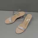 Cape Robbin Wisdom Clear Chunky Block Low Heels For Women, Transparent Strappy Open Toe Shoes Heels For Women (6, Nude)