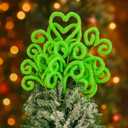 TBD 6Pcs Green Furry Christmas Ornaments Christmas Decorations Christmas Tree Toppers Picks, Green Fuzzy Plush Twigs, Bendable Tree Decor