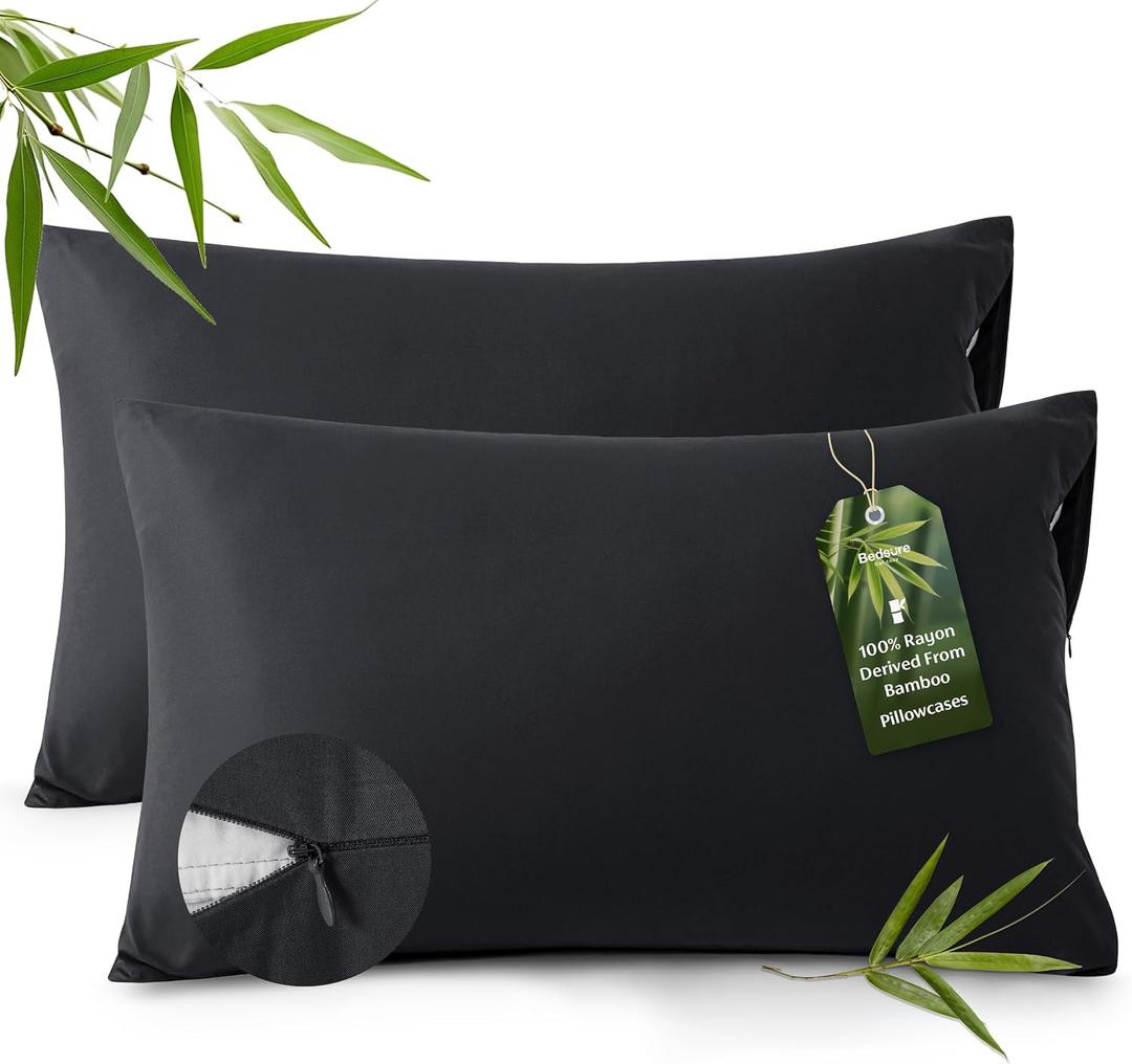 Bedsure Zipper Pillow Cases Queen Size from Rayon Derived from Bamboo