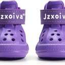 JZXOIVA Dog Shoes for Hot Pavement, Dog Booties for Large Dogs, Breathable Dog Boots & Paw Protectors, Adjustable Non-Slip Rain Booties, Waterproof Pets Sandals for Beach Purple Size 8 (#8 (3.35"*2.56")(Inner L*Inner W))