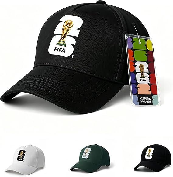 2026 Official Baseball Cap, Cotton Soccer Fan Hat, Adjustable Football Sports Cap for Men Women Outdoor Travel Black