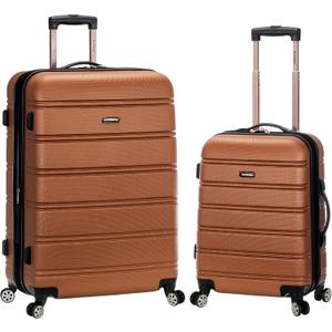 Rockland Melbourne Hardside 2 Piece Expandable Spinner Wheel Luggage Set, (20"/28"), Brown