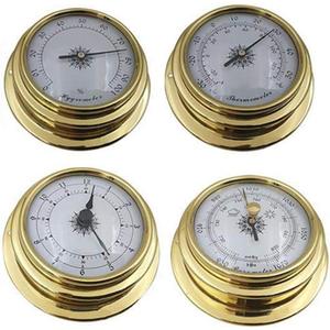 MOMOJIA 4 Inches 4 PCS/set Thermometer Hygrometer Barometer Watches Clock Zirconium Marine for Weather Station