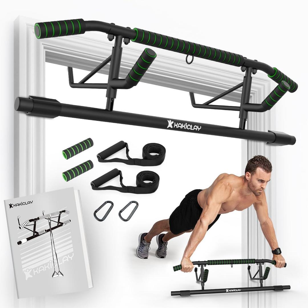 KAKICLAY New Upgrade Pull Up Bar for Doorway - Foldable Design & Space-Saving, Upto 440 Lbs Capacity, No Screwing or Slipping - USA Original Patent, Designed, Shipped