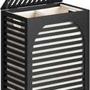 Black Laundry Hamper with Wheels, Large Laundry Basket with Lid, 27.3 Gallon (103.4L) Bamboo Wood Clothes Laundry Hamper 2 Section with Handles, Removable Liner