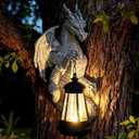Garden Statues Tree Hugger Dragon - Halloween Dragon Statue Solar Lights Outdoor Patio Wall Decor,Christmas& Mothers Day&Birthday Gifts for Grandma Mom Women,Ideas Arts Crafts Waterproof Resin Lantern