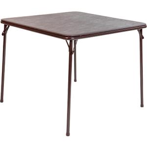 Flash Furniture Madelyn 33.5" Square Folding Multipurpose Card Table with Padded Vinyl Top, Portable Folding Game Table for 4 Players, Brown, 1 Piece Table