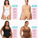 Eleady Shapewear Bodysuits for Women - Body Shaper Thong Tank Top Bodysuit Square Neck (XL, White)